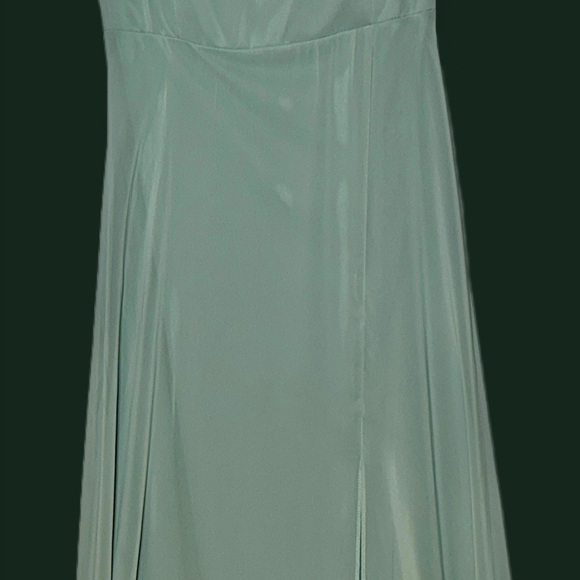 NWT Dessy Collection Tie-Back Cutout Maxi Dress w/ Front Slit, Willow Green, 14R - Picture 9 of 16